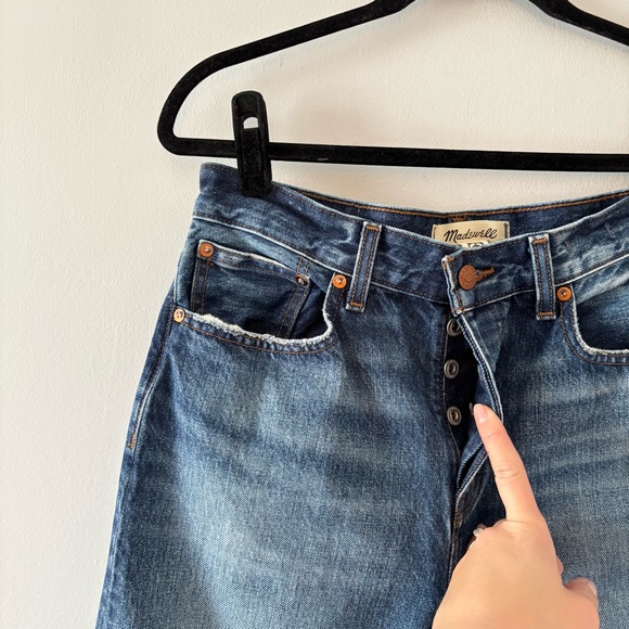 Madewell Low-Slung Baggy Jeans Moffat Wash Cotton Denim Wide Leg Dark Wash - Picture 4 of 7